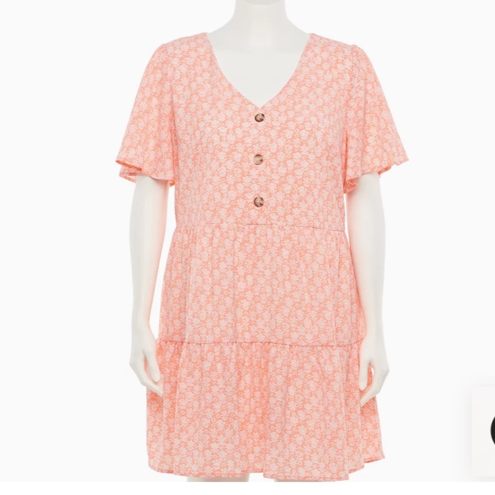 Plus Size EVRI™ Floral Button-Front Fit & Flare Dress